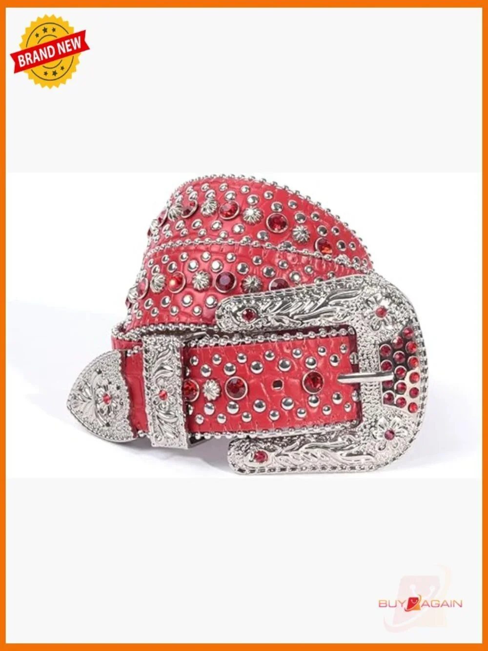 Western Rhinestone Belt with Crystal Buckle for Jeans